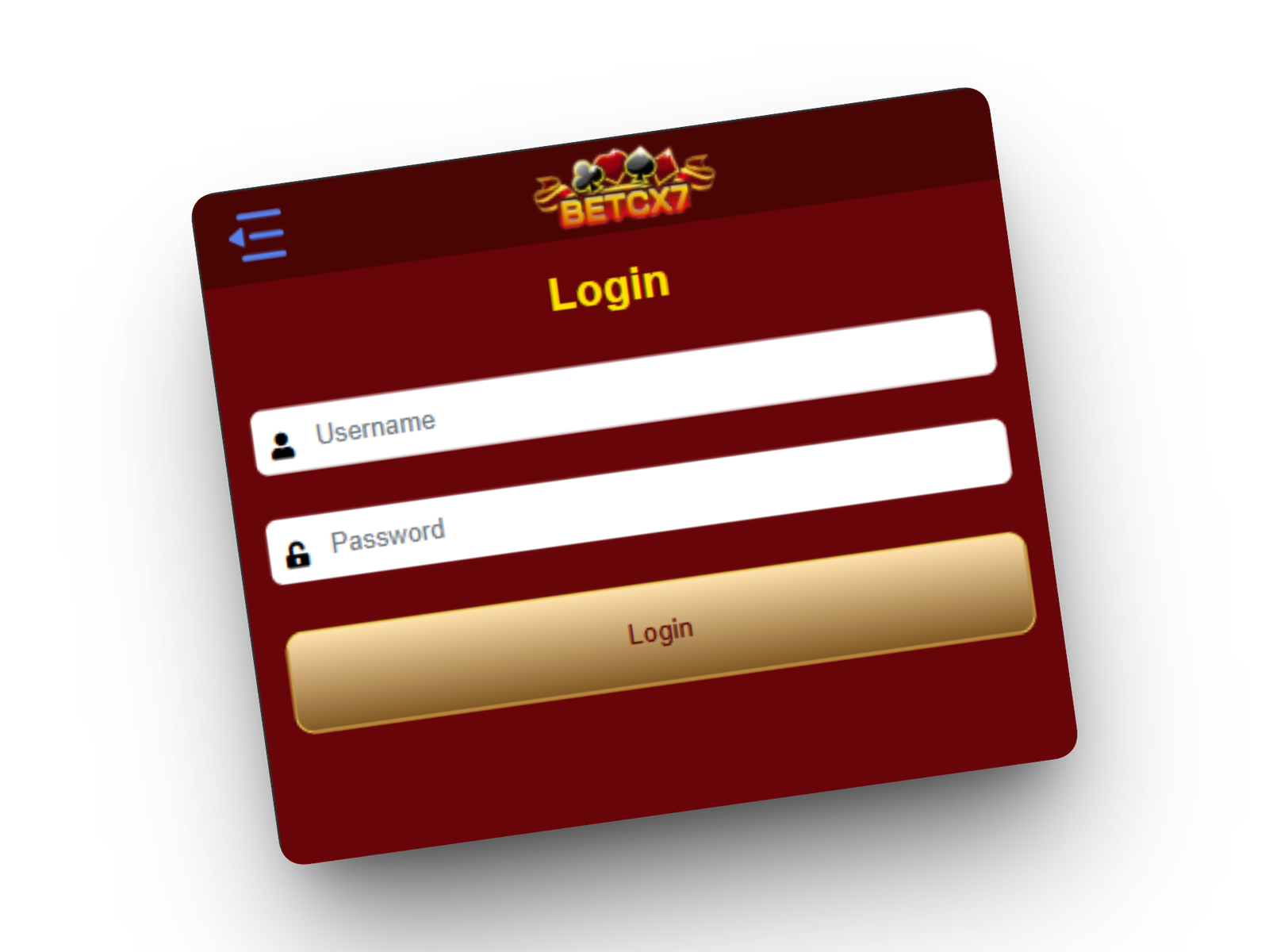 BetCX7 account login screen
